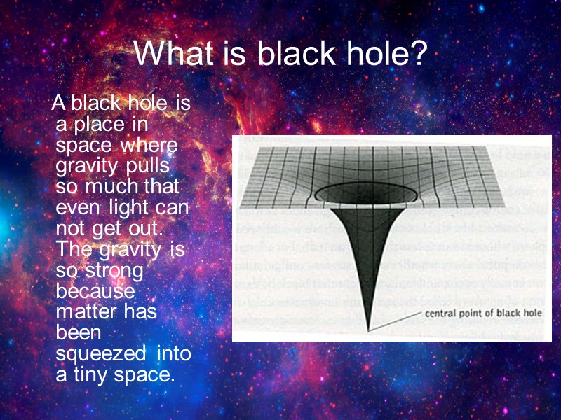 What is black hole?    A black hole is a place in